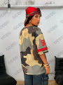 2026 Summer New Retro No.98 Print T-Shirt For Women V-Neck Camouflage Short Sleeve Tees Sports Football Jersey Y2K Oversized Top.
