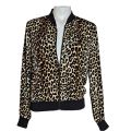 Stylish Leopard-Printed Velvet Zipper Bomber Jacket For Ladies. 