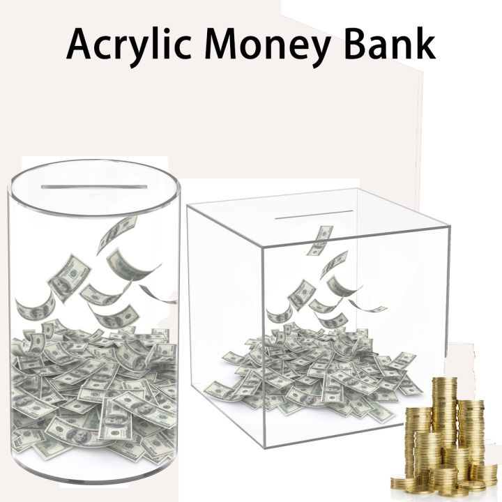 Saving Piggy Bank Adults Kids Transparent Acrylic Money Box Reusable money saving box Coin Bills Money Bank Safe for money