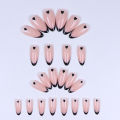 24pcs ，Black French Tip Press on Nails Valentine Fake Nails with  Glossy Almond Nails False Nails Black  on Nails. 
