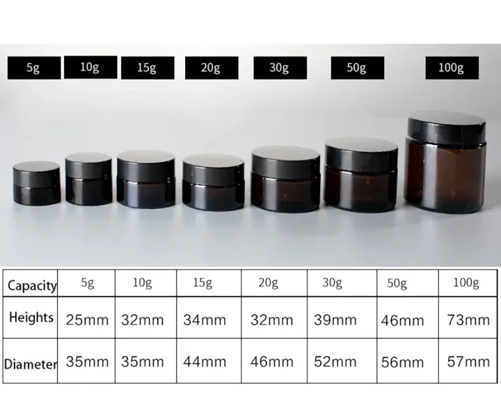 10pcs%205g-50g%20Amber%20Brown%20Glass%20Cosmetic%20Jar%20Face%20Cream%20Bottles%20Portable%20Travel%20Face%20Cream%20Cosmetic%20Container%20Accessories%20-%20Image%202