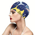 Leaf Print Swimming Cap for Adults - Ear Protection Non-Slip Design Pool Beach Summer Swim Hat. 
