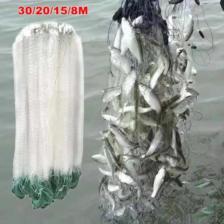〔CC33〕8/15/20/30M Fishing Net Gear Mono Fishing Net Float Trap Single ...