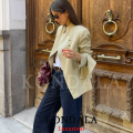 KONDALA Vintage Office Lady Satin Blazer Green Solid Turtleneck Loose Blazer Fashion 2026 Spring Summer Holiday Female Blazer. 