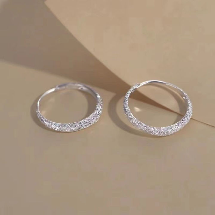 Fashion Silvery Hoop Earrings for Sparkling Hoop Earrings Frosted Hoop Earrings Valentine's Day Mother's Day Jewelry