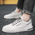 Men's Casual Leather Shoes Non-Slip Wear-Resistant Sports Shoes Fashion Solid Color Comfortable Flat Slip-On Casual Shoes Men. 