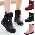 Girls Princess Boots Kids Ankle Boots Lace with Bow-knot Sweet Warm Cotton Children  Boots Fur Lining Snow Boots Shoes New. 