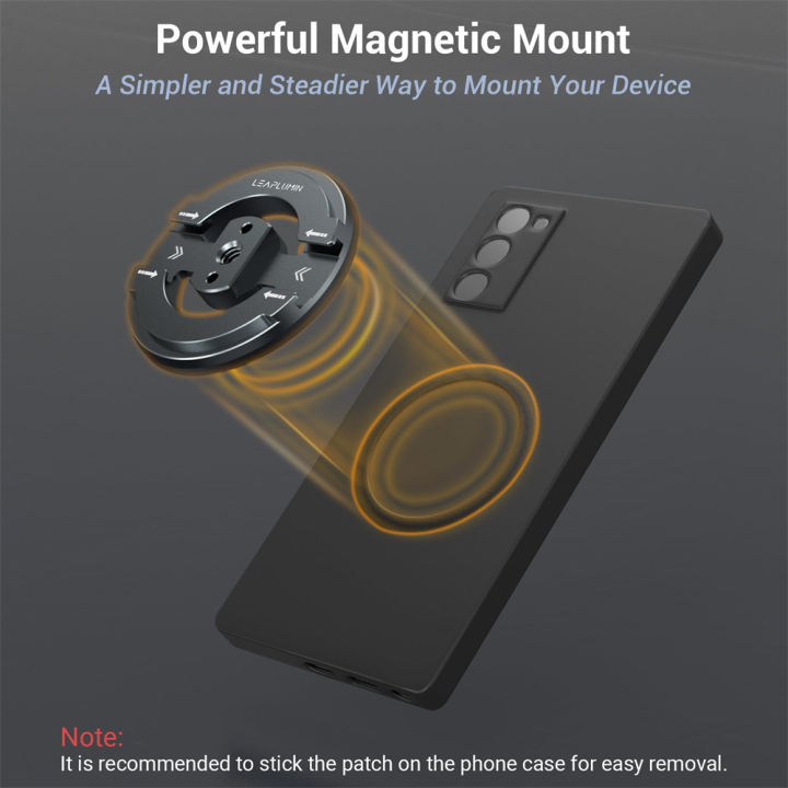 LEAPLIGHT%20Metal%20Magnetic%20Phone%20Tripod%20Mount%20Adapter%20w%201/4%20dual%20Cold%20Shoe%20for%20MagSafe%20Iphone%20Android%20Mic%20Tripod%20Fixed%20Bracket%20-%20Image%203