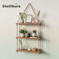 3 Tier Wall Hanging Shelf – Wooden Rope Shelf for Home Décor, Plants & Books. 