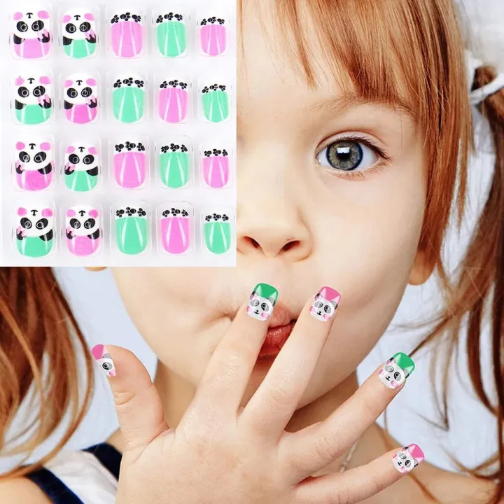 24%20pcs%20Children%20Teens%20Girls%20Nails%20Press%20On%C2%A0%20Full%20Cover%C2%A0%20Gradient%20Color%20Rainbow%20Star%20Unicorn%20Shell%20Short%20False%20Nail%20Kits%20for%20Kids%20Teenager%20Girls%20with%20Glue%20stickers%20Nails%20for%20girls%20-%20Image%202