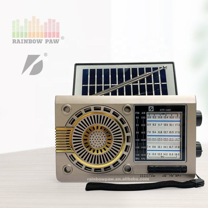 KTF-1481 / KTF-1481 8 Solar Charging Wireless Portable Bt Speaker AM FM SW 8 Bands Radio Speaker 3 Inch Mp3 Player Tf Usb Aux with Flashlight