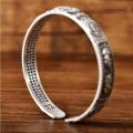 Thai Silver Tune-bringing Pixiu Copper Coin Men Bracelet Domineering Men Personality Heart Sutra Hand Ring Birthday Gift Jewelry. 