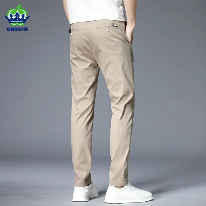 Summer%20Thin%20Casual%20Pants%20Men%20Cotton%20Stretch%20Slim%20Fit%20Elastic%20Waist%20Business%20Classic%20Korean%20Trousers%20Male%20Khaki%20Black%20Green%2028-38%20-%20Image%203