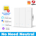 Zigbee Tuya Smart Light Switch No Neutral Wire Capacitor Require EU Wall Switch Voice Remote Control Work With Alexa  Home lightify. 