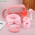 ♥Pink Skincare Grooming Kit | Wash Bag Set with Headband, Scrunchies, Facial Brush & Sponge. 