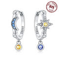 925 Sterling Silver Mysterious Star Moon Earrings Jewelry Versatile Hoop Earrings For Women Jewelry Birthday Party Fine .