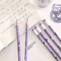 Sanrio Kuromi HB Pencils 12 Pencils & 1 Pencil Roller Stationery Box Set, Student Writing Drawing HB Pencils Sketch Pens. 