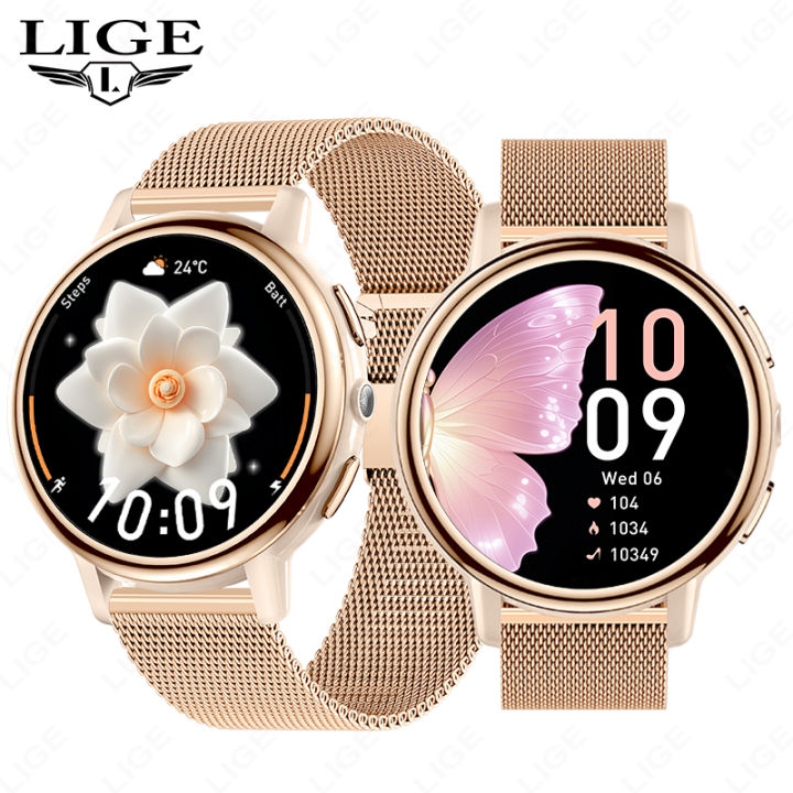 LIGE New Women's Smart Watch Amoled HD Screen Sports Heart Rate Bluetooth Call IP68 Waterproof Ladies Smartwatch For Android iOS