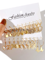 10pcs Gold Color Creative Simple Earrings Set for Women Fashion Temperament Hollowed-out Butterfly Love Earrings Jewelry Gifts.
