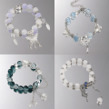 Fashion Design Star Chain Tassel Bracelet for Women Fantasy Blue Crystal Beads Elastic Rope Bracelet Best Friend Jewelry Gifts. 