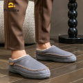 Winter Slippers for men Mark Line TPR Sole Faux Suede Warm Non Slip Soft Memory Foam Cushion Living Room Shoes. 