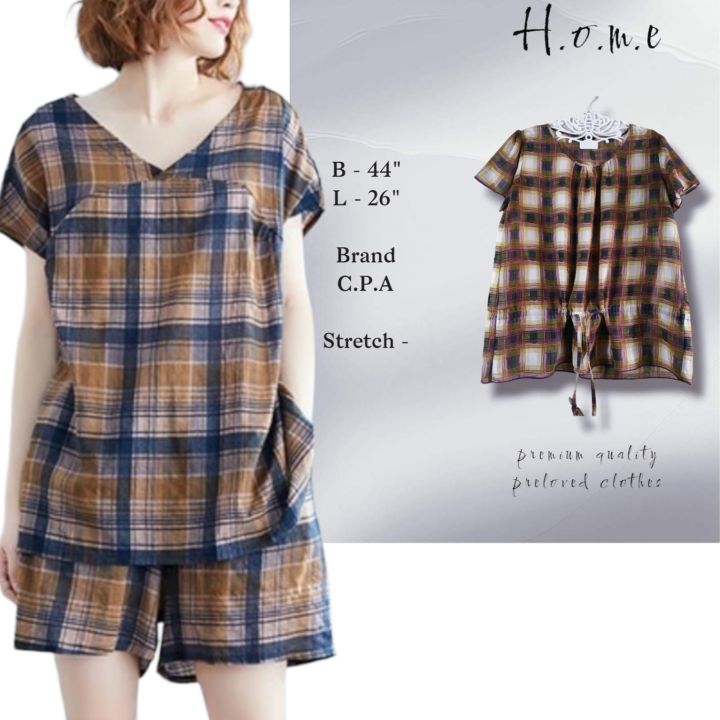(Bust size - 44") C.P.A brand Japan Branded Grade A+ quality Short Sleeve blouse (Pre-loved/ thrift)