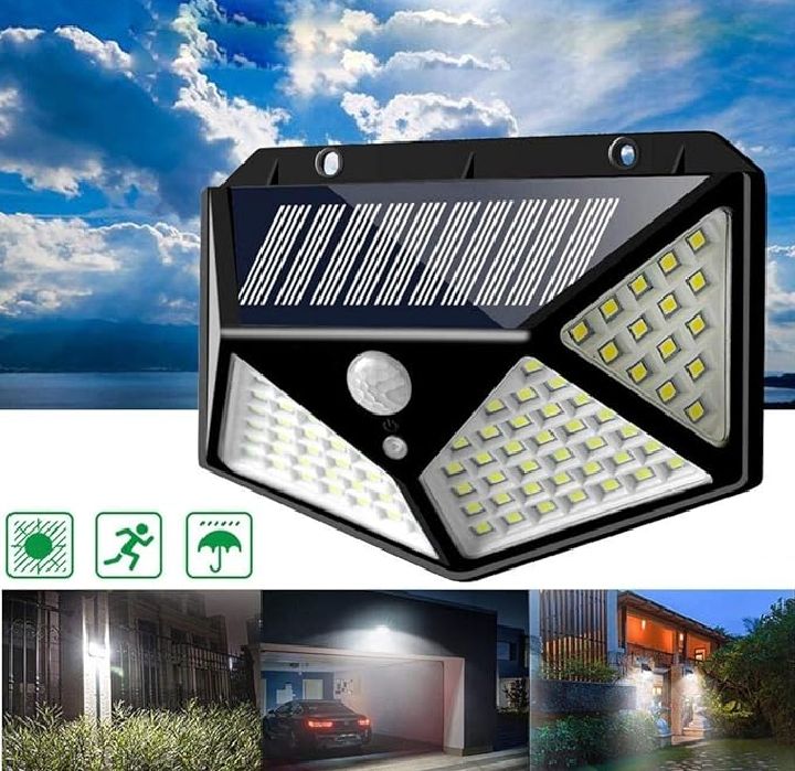 100 LED Solar Wall Lamp 4 Sides 270° angle Luminous With Motion Sensor Human Induction Courtyard Waterproof Stairs Outdoor Wall Light