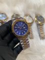 Premium Quartz Two-Tone Stainless Steel Watch For Men with White Dial, Gold Bezel, and Date Display Men's Wrist Watch.. 