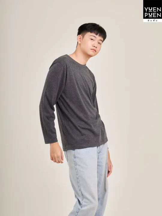 Yuenpuen%20T-shirt%20gray%20black%20long%20sleeve%20round%20neck%20no%20stretch%20no%20need%20to%20iron%20plain%20T-shirt%20stand%20collar%20long%20sleeve%20T-shirt%20women%20men%20T-shirt%20-%20Image%202