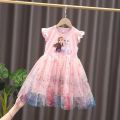 Summer Baby Girls Dresses For Girls Vestidos Wedding Party Clothes Kids Pajama Top Frozen Anna Elsa Print Princess Party Dress. 