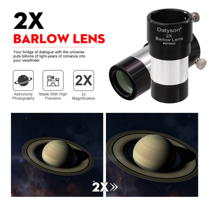Datyson%202-Elements%202X%20Barlow%20Lens%205P9962%20Fully%20Multi-Coated%20Optics%20for%201.25"%20%20Astronomy%20Eyepiece%20-%20Image%202