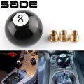 Universal Round Shifter Knob Black 8 Ball Racing Acrylic Speed Gear Shifter with 3 Adapters Fit for Manual Vehicles.