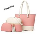 3-Piece Dual-Tone Women’s Handbag Set - Textured PU Leather Large Tote with Tassel Detail - Matching Crossbody Messenger Purse & Mini Pouch for Ladies - New 2026 Office & Party Wear Collection. 