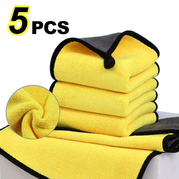 Cloth Car Microfiber Wash Towel Car Drying Cleaning Detailing Window Glass Double Layer Cleaning Cloth Car Wash Supplies 5/10pcs