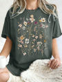 Beautiful Flower Clusters Printing Woman T-Shirt Summer Oversized Short Sleeve O-Neck Cotton T Shirts Y2K Women Sports Tops. 