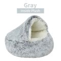 Plush Hooded Pet Bed Round Fluffy Soft Cat Bed Pet Cushion Warm Cat Dog 2 in 1 Sleeping Nest Cave for Small Dogs. 