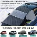 Car Anti-Frost Snow Cover with Reflective Strips - Magnetic Polyester Scratch Resistant for SUVs MPVs Winter Safety Accessory.