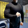 Men Compression Sport Tops High Collars Elasticity Breathable T-Shirt Gym Running Sweatshirt Fitness Tight Clothing. 