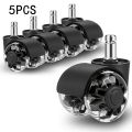 5pcs 2" Heavy Duty Gray PU Silent Swivel Stem Casters, Smooth & Durable Wheels for Office Chairs, Gaming Chairs. 