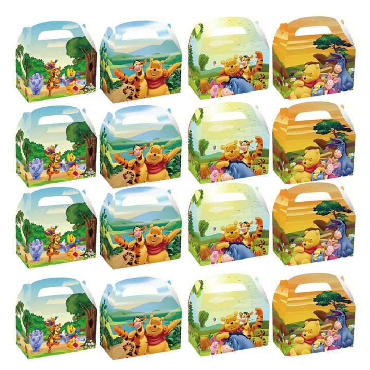 12pcs/24pcs, Disney Winnie the Pooh and Tigger Themed Party Gift Bags - Multi-Functional Paper Gift Bags for Birthday, Wedding,