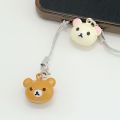 Kawaii Rilakkuma Bell Cartoon Lazy Brown Bear Backpack Pendant Zipper Accessories Students Phone Charm Keychain Decor Girls .
