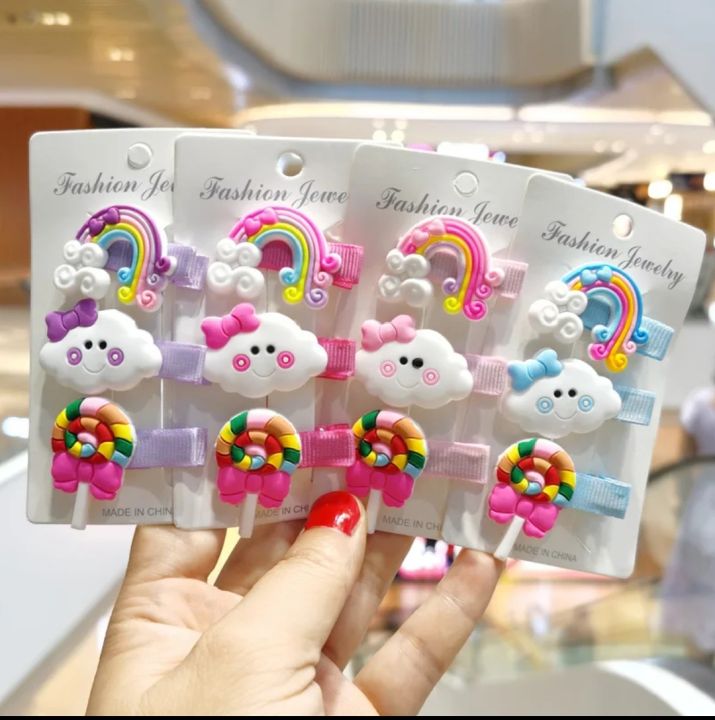 PACK OF 3 NEW DESIGN STYLISH MULTISHAPE  HOLLOW GEOMETRIC MULTICOLOR HAIR CATCHER HAIR PINS HAIR ACCESSORIES FOR BABY GIRLS KIDS