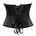 Women Sheer Mesh Overbust Corset Top Satin Padded Cup Strapless Back Lace Up Nightclub Party Bustier.