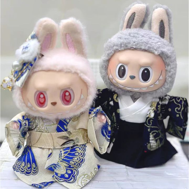 Japanese Style Dress Up for 17cm Labubu Doll Outfit Koi Cherry Blossom Pattern Kimono Doll Suit Doll Decoration Clothes Set