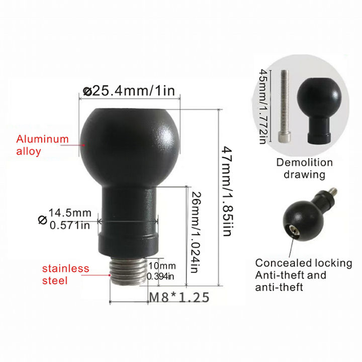 Aluminum%2017mm/25mm%20Ball%20Head%20Adapter%20to%20M6%20M8%20M10%20Bolt%20for%20RAM%20%20Mount%20Motorcycle%20Phone%20Holder%20Car%20Bracket%20Camera%20Stand%20-%20Image%208