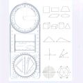Multifunctional Geometry Ruler, Math Drawing Ruler, Geometric Drawing Template, Measuring Tool, Transparent Plastic, for Student, School.