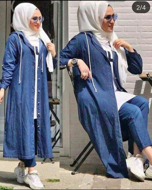 Stylish Fashionable Denim Long Coat For Girls Women