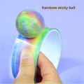 1pcs Rainbow Balls Sticky Balls Rolling Glue Stress Reducing Sticky Tape Relaxing Toys Handmade DIY Making. 