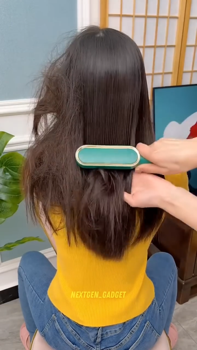 909 2-in-1 Hair Straightener Brush And Curling Comb – Fast Heating, Anti-Scald Ceramic Ionic Hot Comb - Smooth And Frizz-Free Styling At Home Or Travel - Adjustable Temperature - Salon Results For Women And Girls - HQT-909B Hair Styler