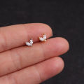 1 Piece Surgical steel & Copper Cz Crown Long Bar EAR Helix Piercing Tragus Stud Conch Earring Piercing. 
